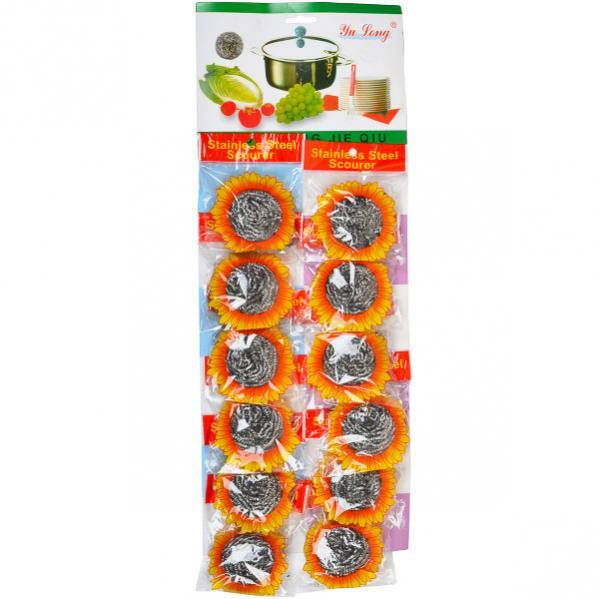 

Губка скребок 12 шт, 8×8×2 см на блистере, Светло-серый