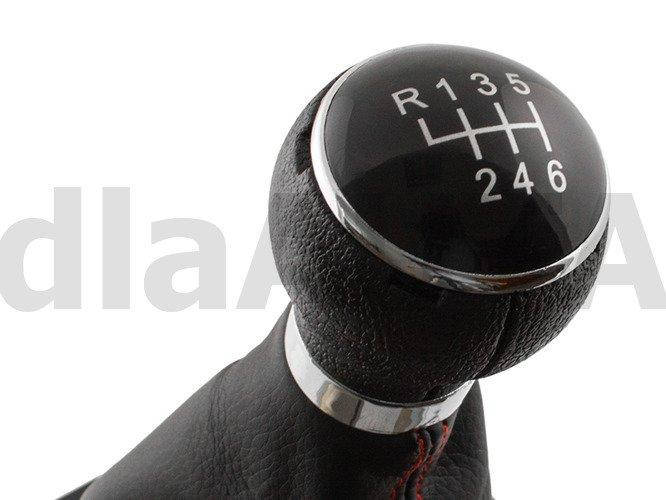 

VW Golf V Plus 05-08 ручка переключения передач + черный чехол с красной нитью и хромированной рамкой 6