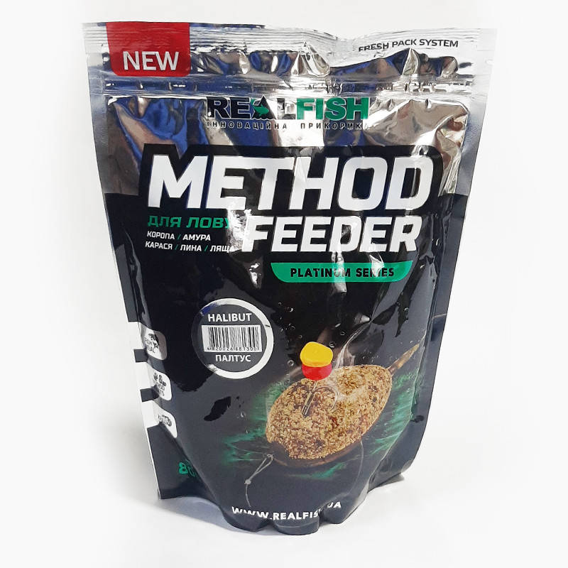 

Прикормка Method Feeder RealFish Халибут 800г NEW2022