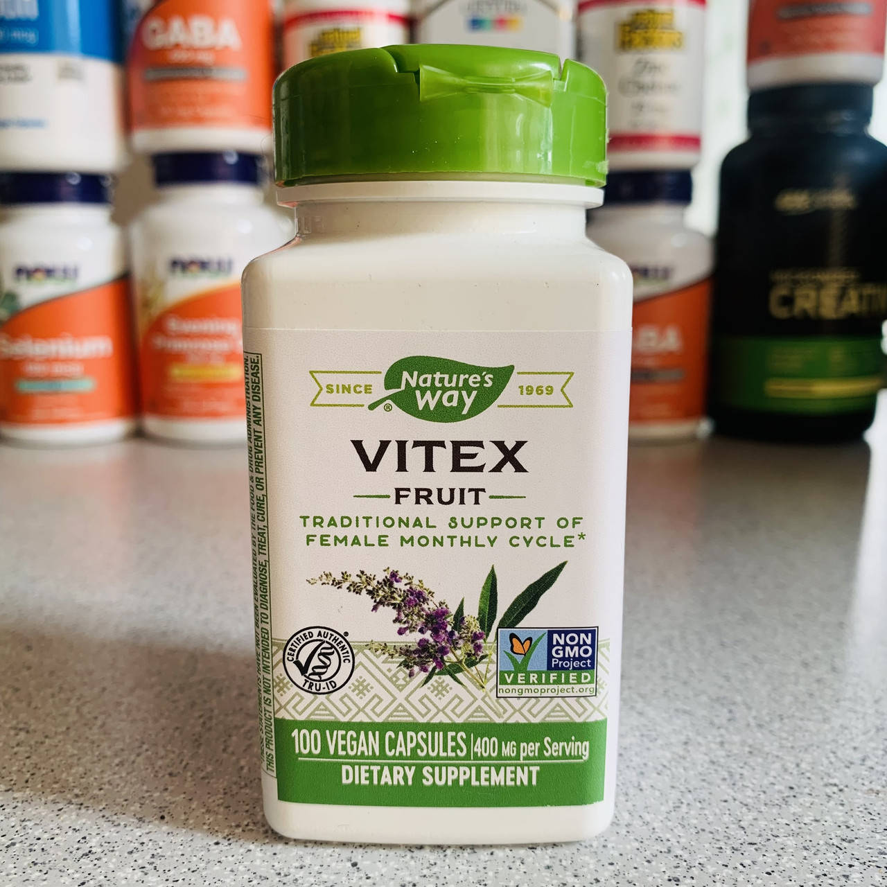 

Nature's Way, плоды витекса, Авраамово дерево, 400 мг, 100 веганских капсул