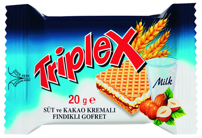 

ВАФЛИ «TRIPLEX» С МОЛОКОМ, КАКАО КРЕМОМ И ФУНДУКОМ