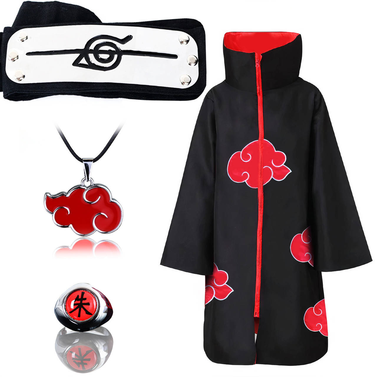 

Набор Акацуки из аниме Наруто Naruto: Плащ Акацуки S + Повязка + Кулон + Кольцо | Косплей Cosplay Akatsuki