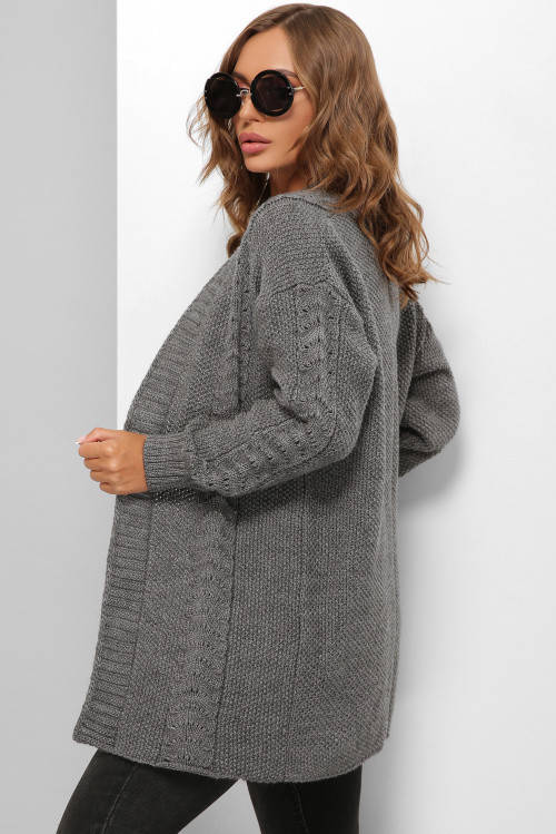 

Женский красивый кардиган графит Женские вязаные кардиганы