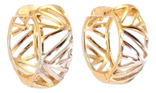 

Серьги Xuping Позолота+Родий колечки "Резной орнамент"