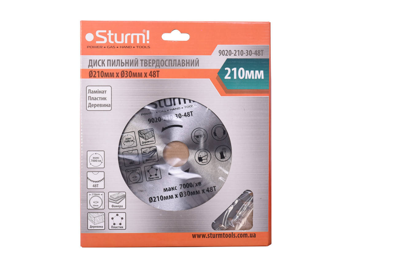

Диск пильный по дереву Sturm 9020-210-30-48T, 210х30 мм 48 зуба