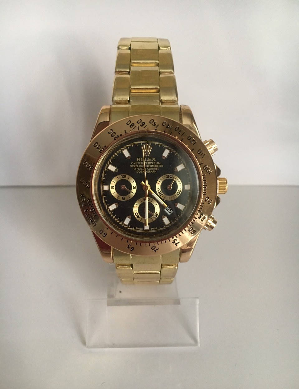 

Мужские наручные часы Rolex (Ролекс), золотисто-черный цвет ( код: IBW186YB )