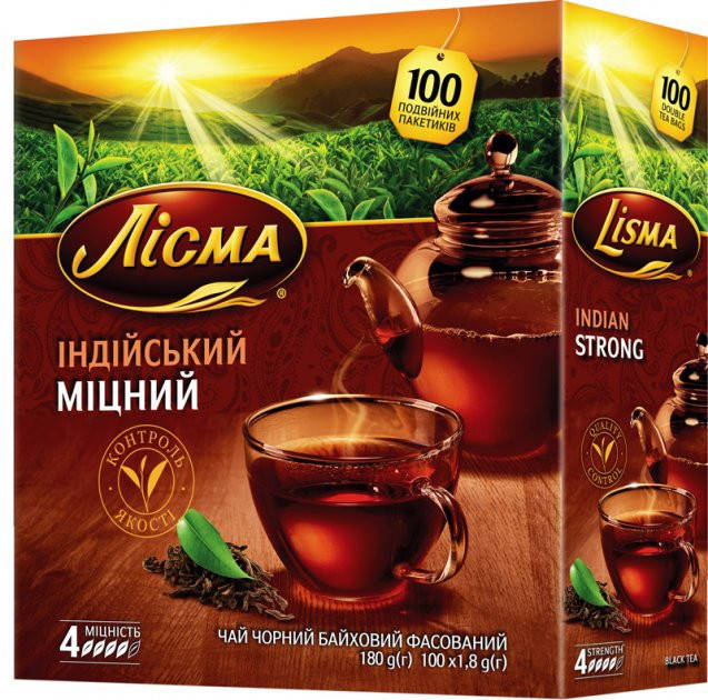 

Чай чорний пакетований Лисма Індійський Міцний 100 пакетиків