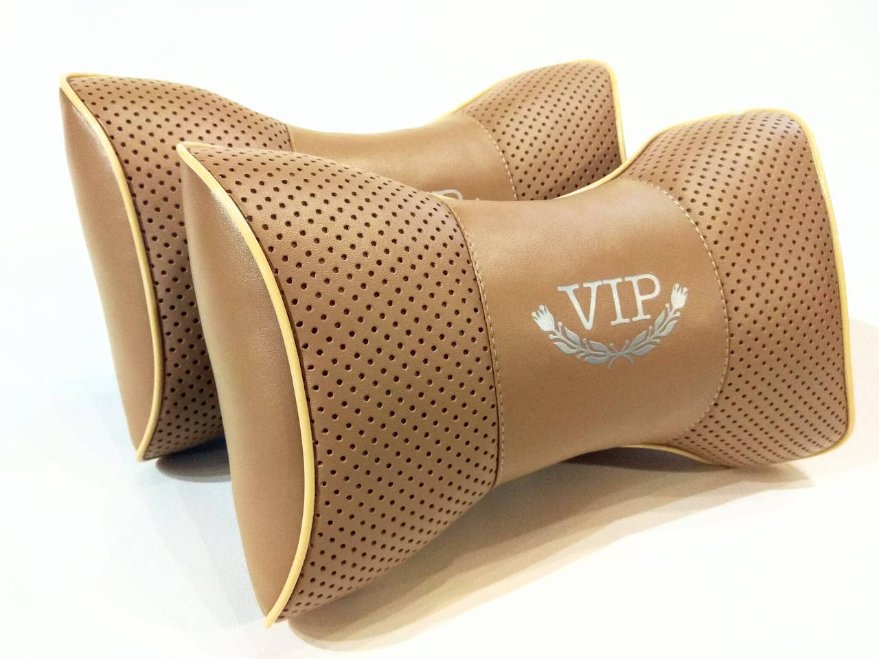 

Подушка на подголовник в авто именная, логотип (под заказ) 1шт., Бежевый