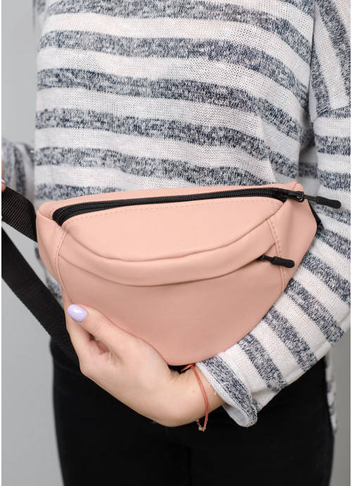 

Женская сумка на пояс - бананка из экокожи Sambag Urban розовая, пудра, Розовый