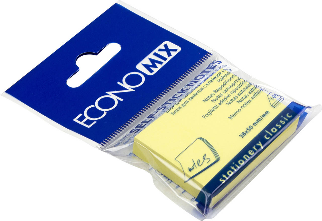 

Блок/зам. липк. краєм 38х50мм 100арк. жовтий "Economix" №E20930(12), Желтый