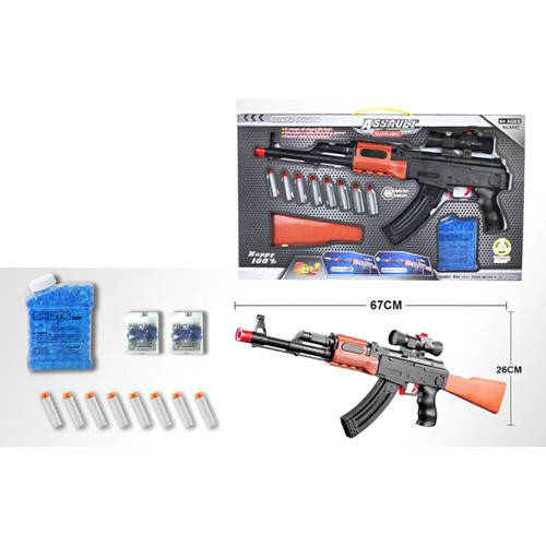 

Автомат AK47 водяні кулі, колба, м'які кулі-присоски 8 шт., кор., 55-32,5-5см.