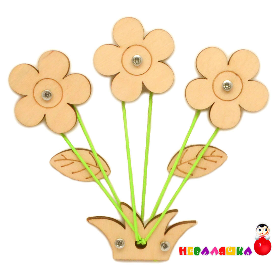 

Заготовка для Бизиборда Цветы на Резинке 12х12 см (Полный Комплект) Шнуровка Цветочки Квіти на бізіборд, Бежевый