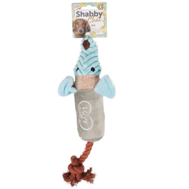 

Karlie-Flamingo Shabby Chic Rat КАРЛИ-ФЛАМИНГО ШЕБИ ШИК КРЫСА игрушка для собак, c канатом и пищалкой, Голубой