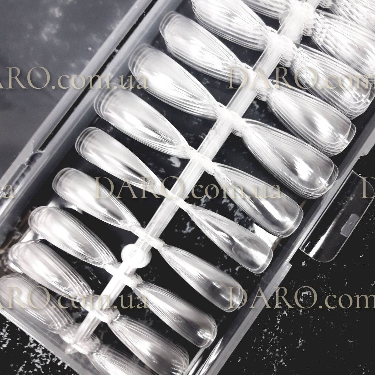 

Гелевые типсы для наращивания ногтей (240 шт) форма "Стилет", Прозрачный