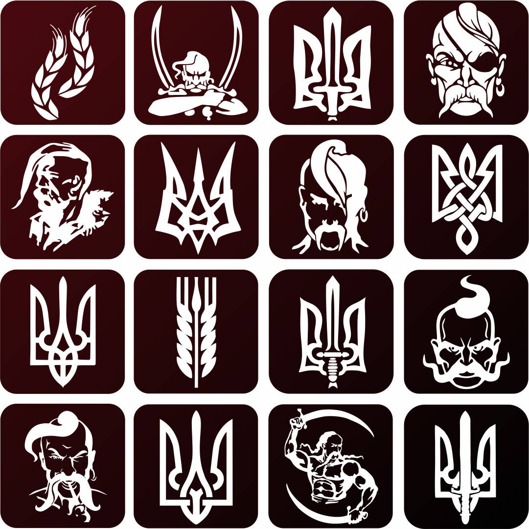 

Трафареты (наклейка) для травления металла 6х6 см, 16 шт. в наборе