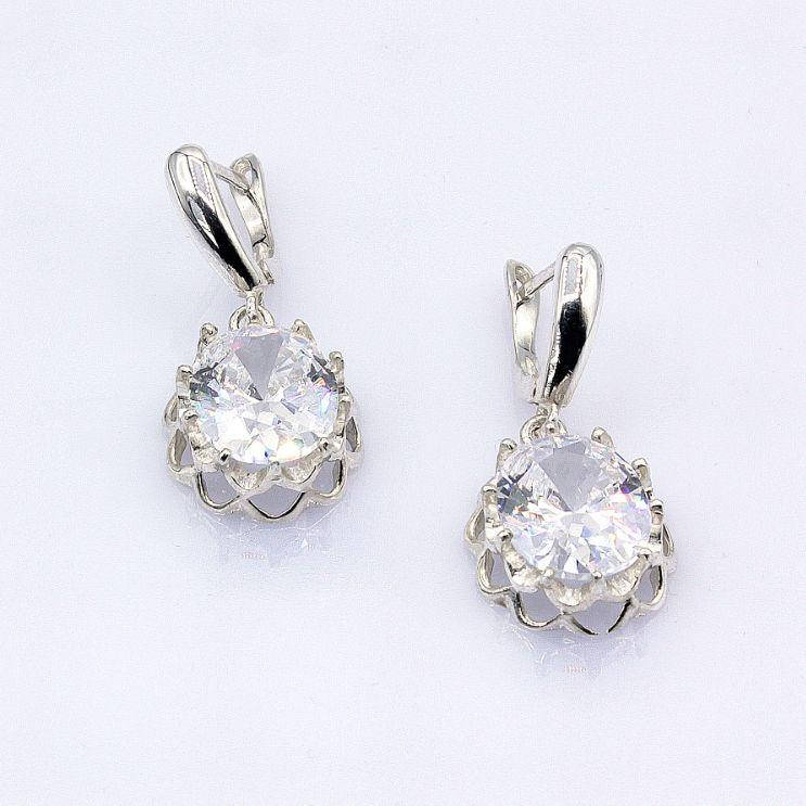 

Серебряные серьги с овальным камнем Идиллия