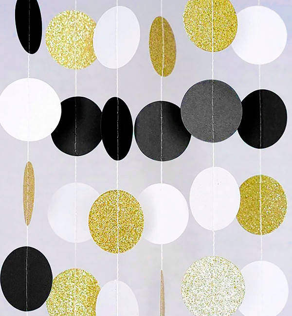 

Бумажная гирлянда "Disk" длина - 3 м., особенность цвета - золотые блестки