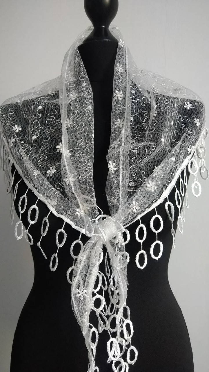 

Косынка паутинка белый дым мелкие цветочки