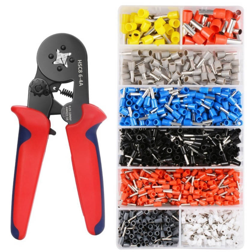 

Обжимные клещи, кримпер 4 кулачка HSC8-4A / + набор наконечников (клемм) - 1200 шт