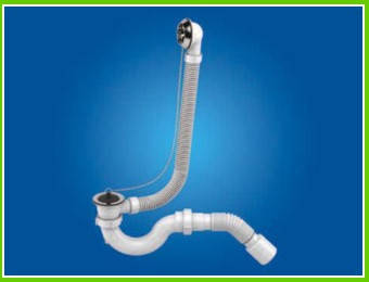 

Сифон д/ванн Хвиля з пробкою, труба переливу гофрована 125мм В0110, Белый