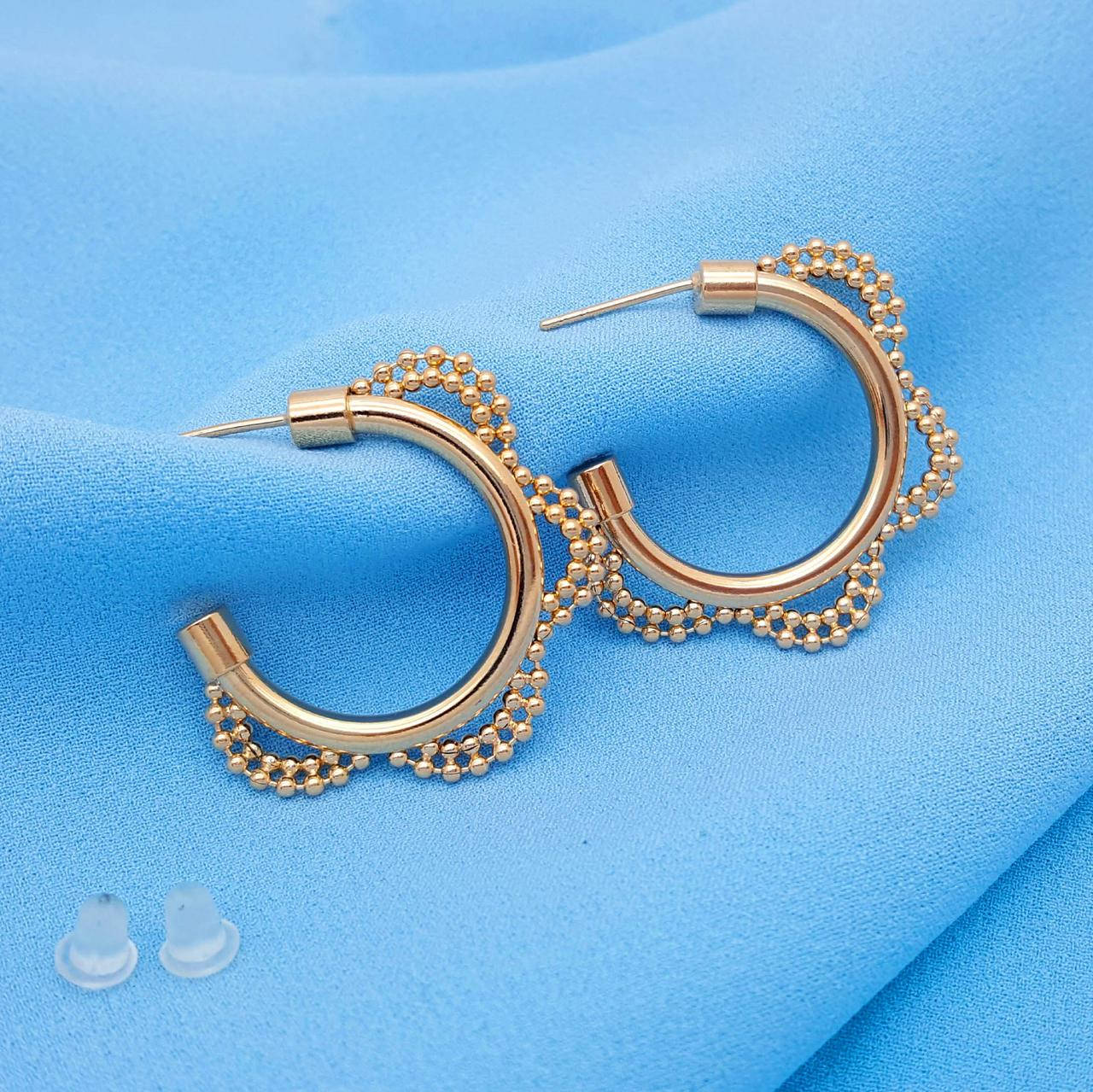 

Серьги гвоздики, Цветочек, без камней, позолота Xuping