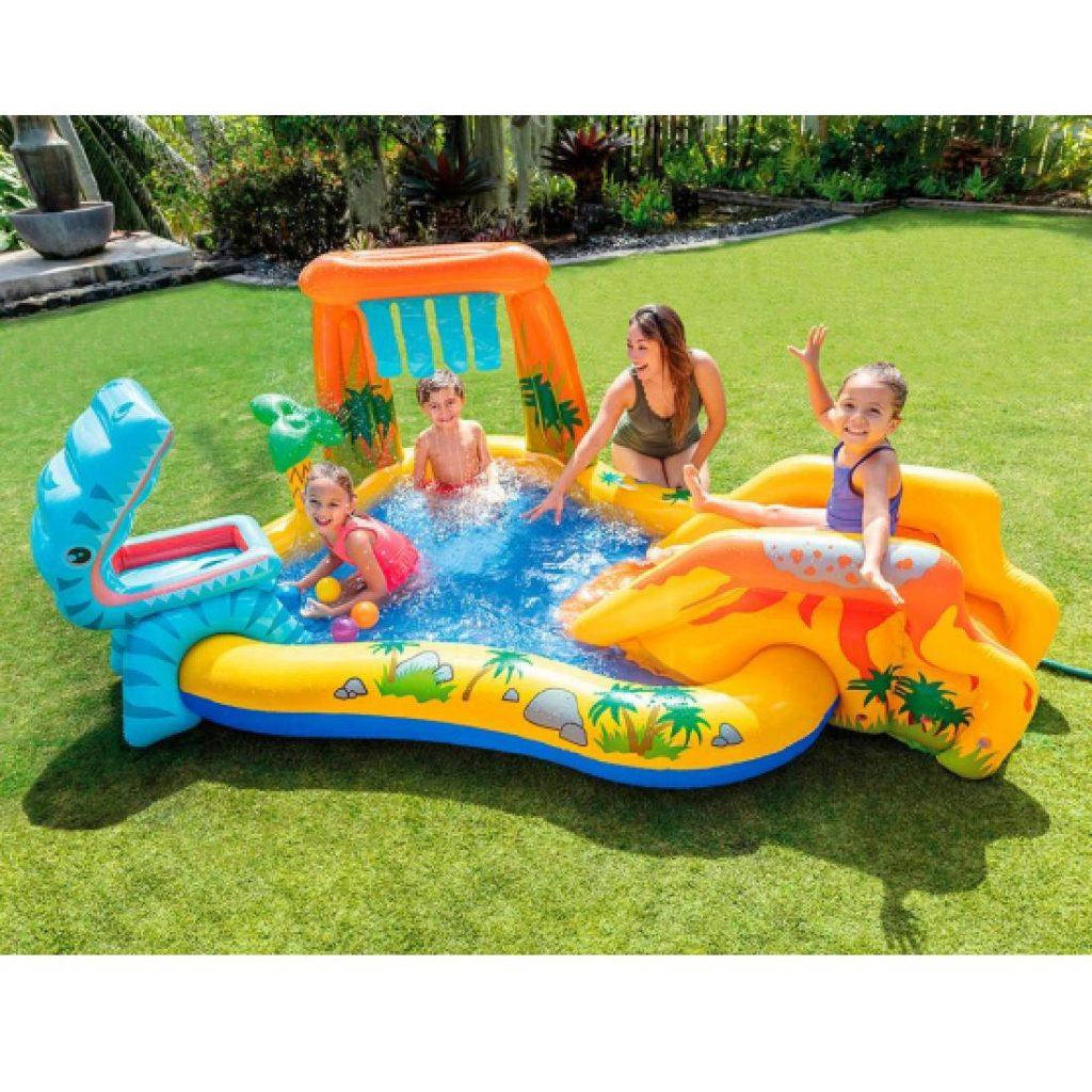 

Надувной детский бассейн Intex игровой центр с горкой, водопадом и пальмой-фонтаном Динозавры 57444