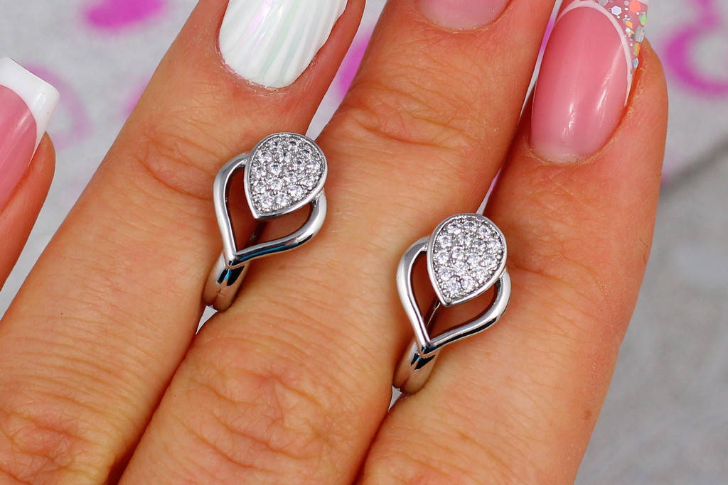 

Серьги Xuping Jewelry капля 1,5 см серебряные