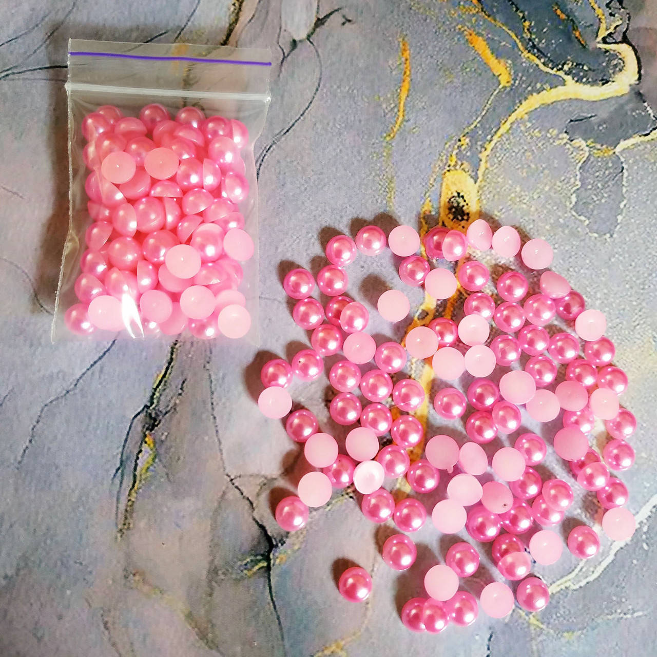 

Полубусины 0.6 см розовые (~100 шт)