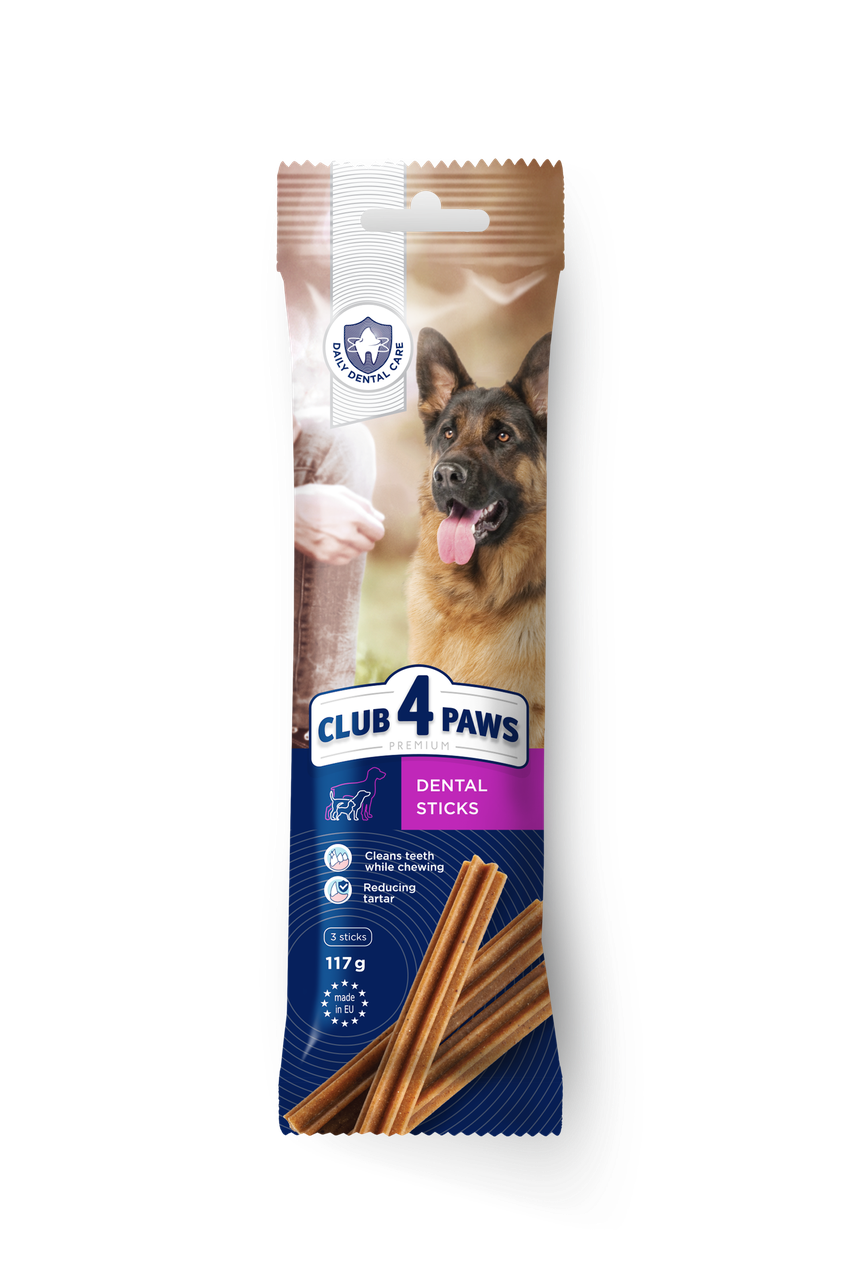 

Дентал Стикс Dental Sticks палочки для собак. 117 г (3 шт) Премиум. CLUB 4 PAWS Клуб 4 Лапы