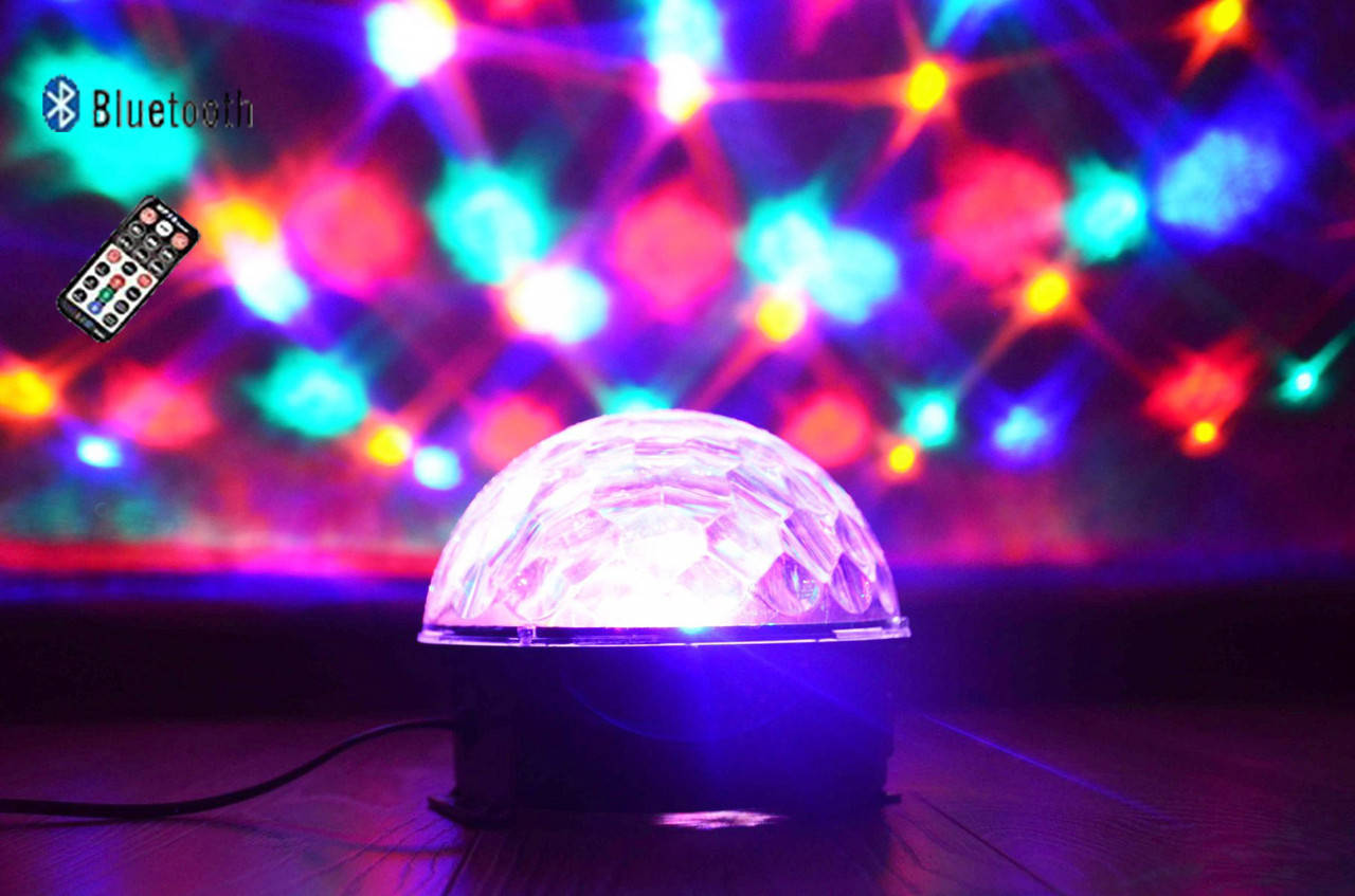 

Светодиодный музыкальный белый ДИСКО ШАР с динамиками LED CRYSTAL MAGIC. Bluetooth, МР3, ПУ