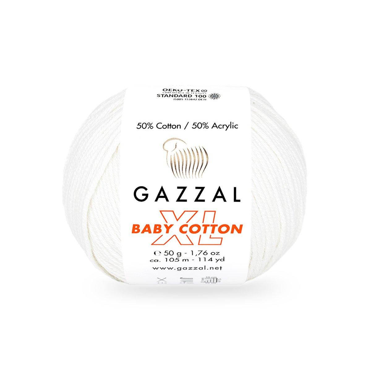 

Gazzal Baby Cotton XL (Газзал Беби Котон ХЛ) № 3410 белый (Пряжа с хлопком, нитки для вязания)