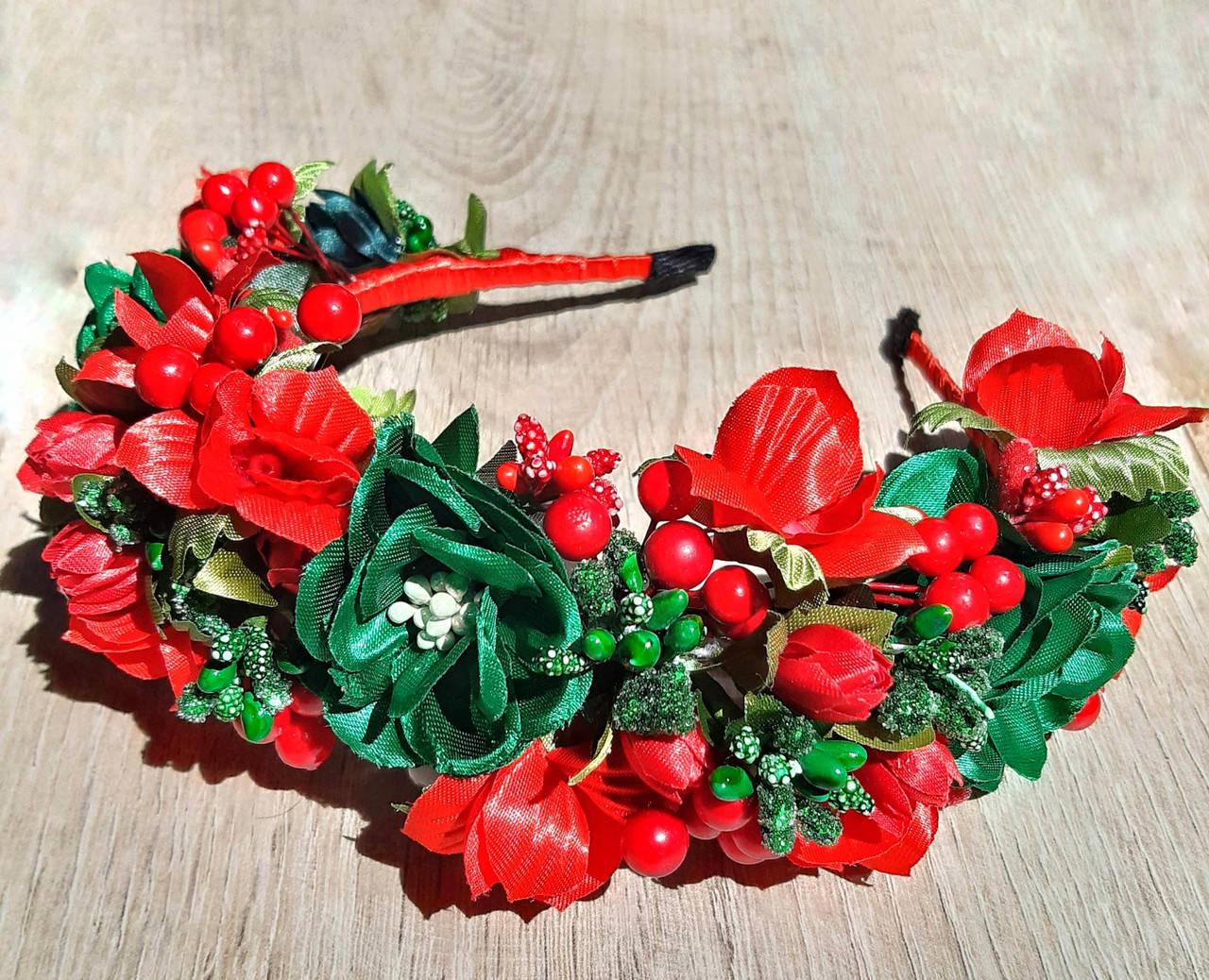 

Обруч для волосся Королівський зелено-червоний