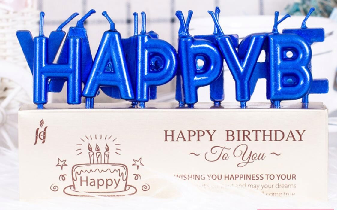 

Свечи-буквы "Happy Birthday" хром синий