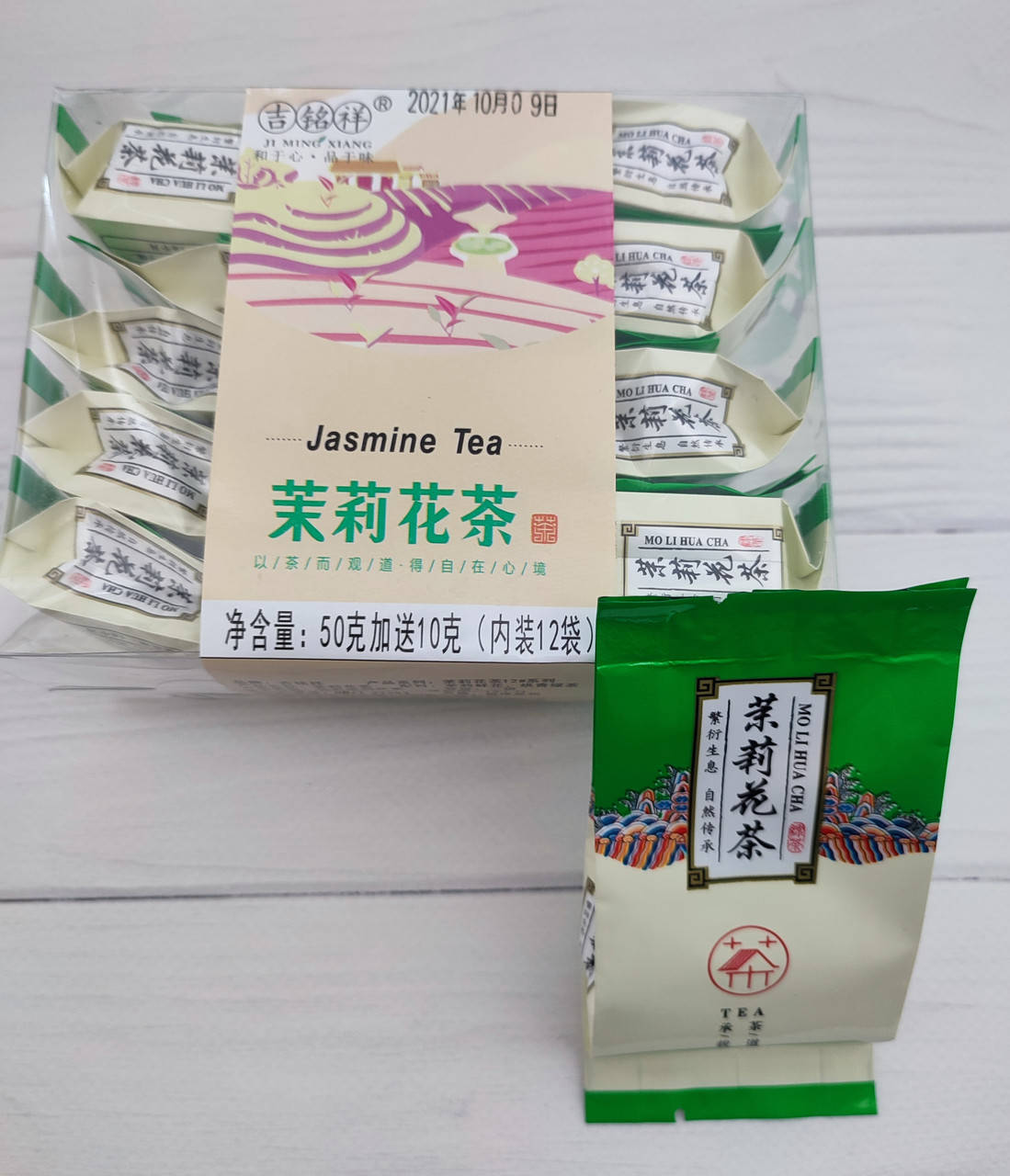 

Китайский чай Mo Li Hua Cha зеленый с жасмином