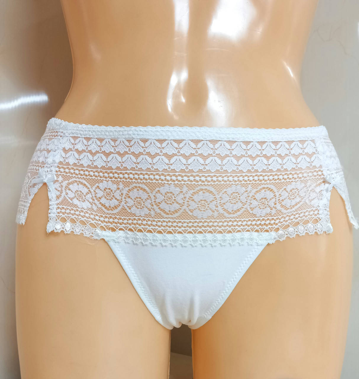 

Трусики жіночі сліпи мереживо та бавовна 6649/iveta молочні, Молочный