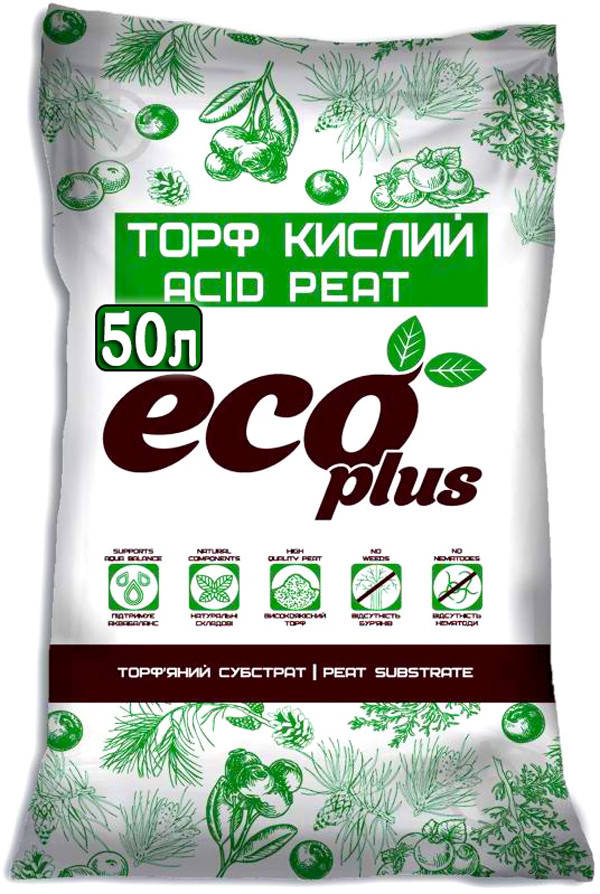 

Торф Кислый для Голубики и Хвойников, Eco Plus, 50л
