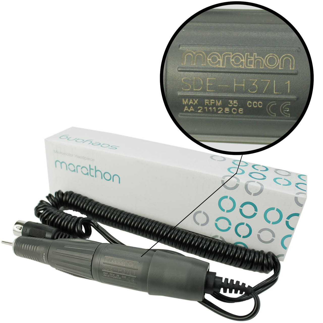 

Сменная ручка маникюрный фрезер Maraton M3 Champion 35000rpm фрезер для маникюра Маратон М3 ручка фрезер, Серый