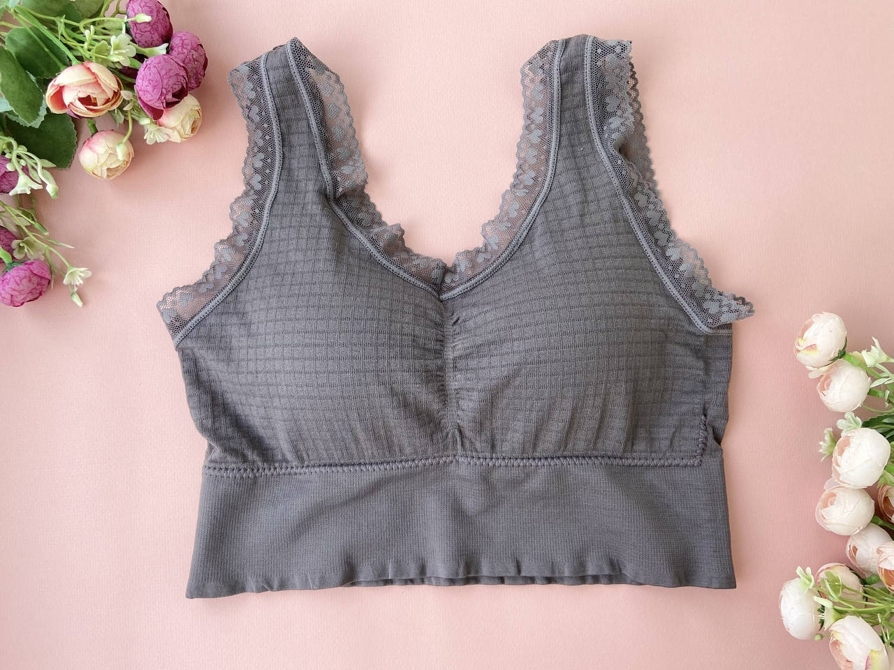 

Бесшовный сливовый топ с кружевом без косточек со съемными чашками, 75ВС-80ВС-85ВС