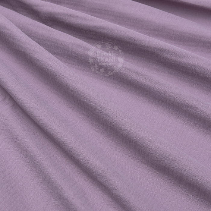 

Муслин однотонный двухслойный жатый, цвет пыльно-лиловый, ширина 135 см, Сиреневый
