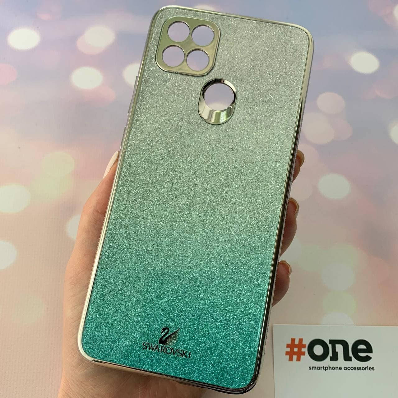 

Чехол для Oppo A15 SWAROVSKI стеклянный с блестками чехол на телефон оппо а15 бирюзовый