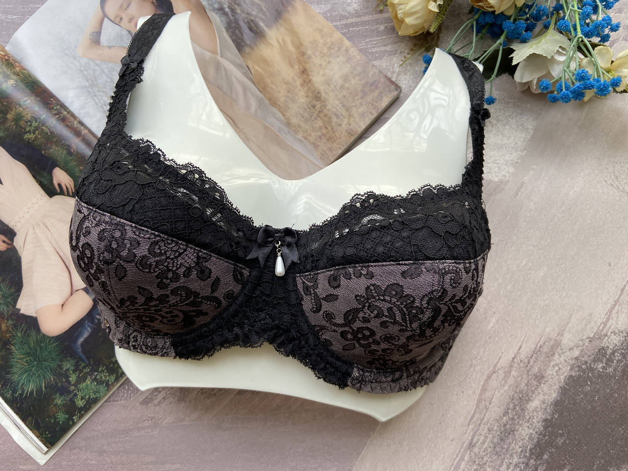 

75/80/85/90/95С Удобный черный бюстгальтер красивый лифчик на чашку С