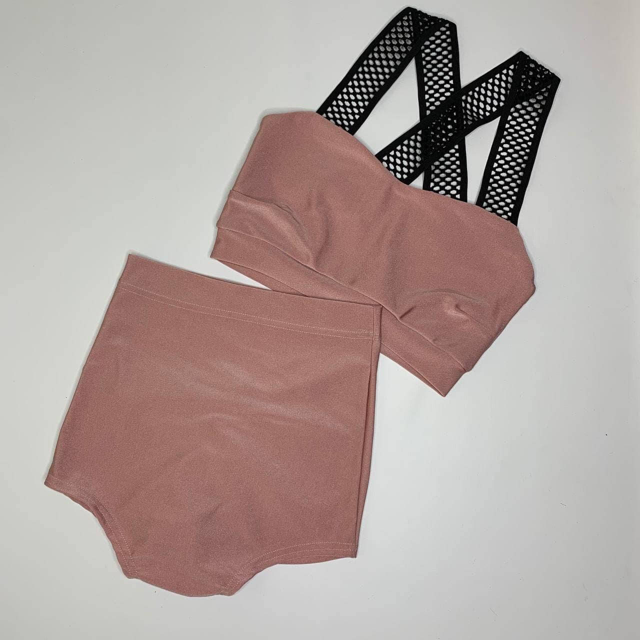 

Костюм для Pole Dance, Exotic, растяжки (топ+шортики). Цвет пудра M, Розовый