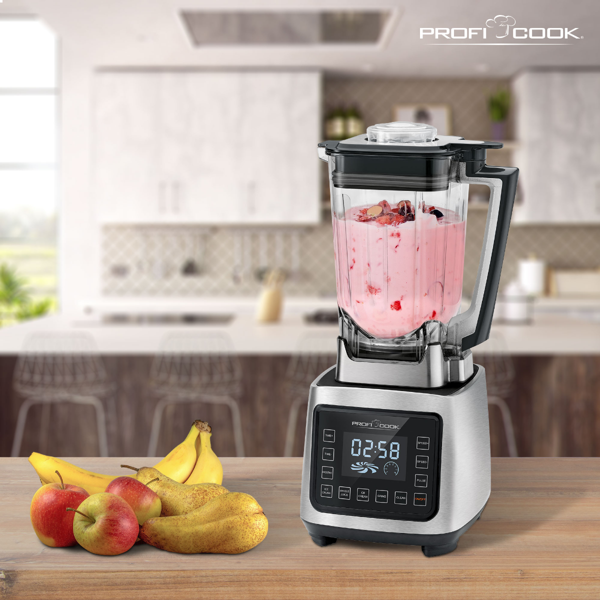 

Профессиональный миксер для приготовления смузи ProfiCook нержавеющая сталь 2000 Вт PC-UM 1127