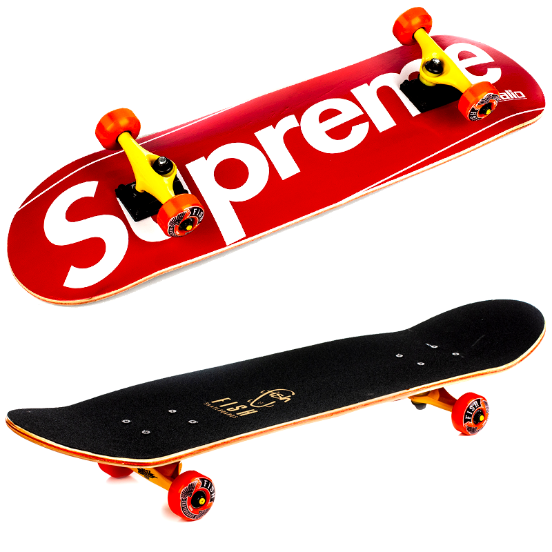 

Скейтборд деревянный трюковый Fish 3108 с канадского клена в 9 слоев красный, Черный