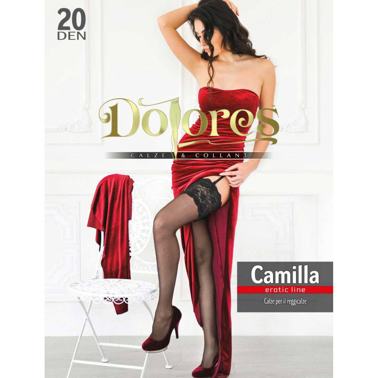

Чулки под пояс DOLORES Camilla 20 erotic line, Черный