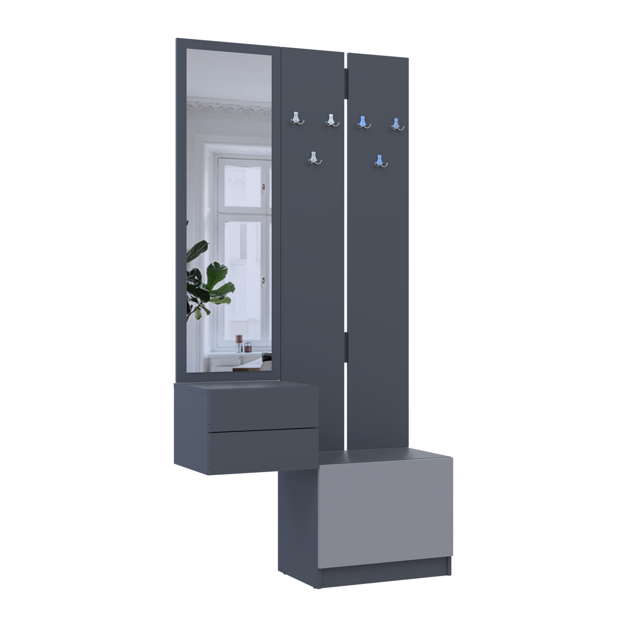 Передпокій Doros Сола 2+3 Doros Графіт/Сірий ДСП 105х40х215 (42005151) 3