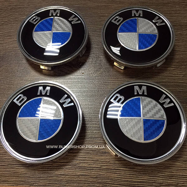 

Заглушки в диски бмв бело-синий карбон 68мм