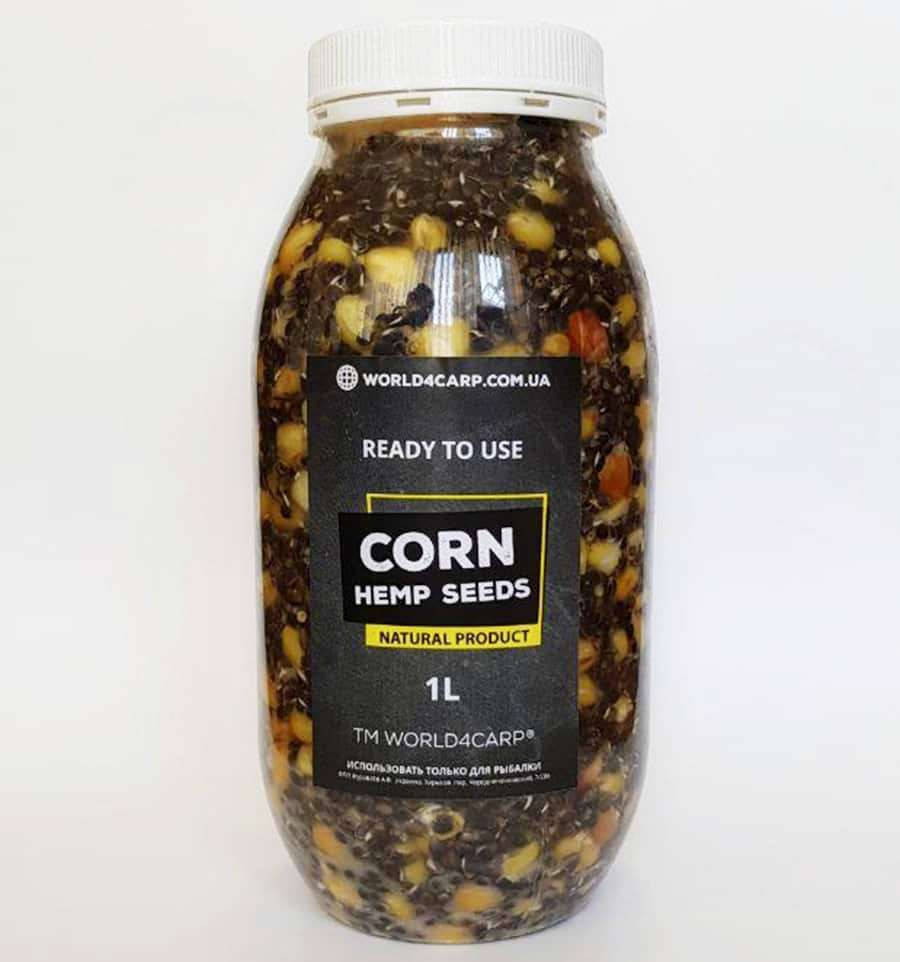 

Кукуруза с коноплей для рыбалки готовая Corn&Hemp Seeds 1л