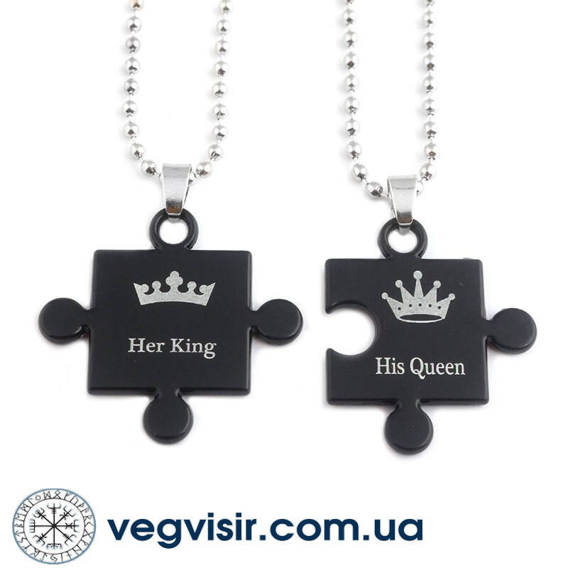 

Парные подвески для влюбленных с надписью His Queen Her King кулон кулоны в форме пазлов
