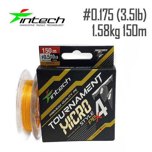 

Шнур плетеный Intech Tournament Micro Style PE X4 150m #0.175 (3.5lb / 1.58kg), Оранжевый